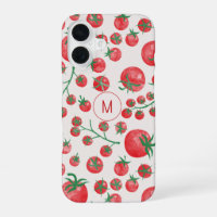 Acuarela de Tomate Monograma Mediterráneo Inicial