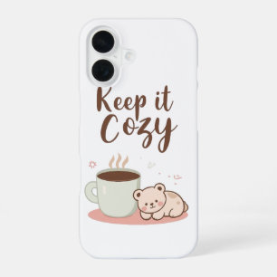 Funda Para iPhone 16 Adorable gráfico invernal de "Manténlo acogedor"