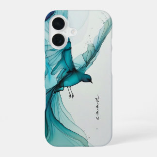 Funda Para iPhone 16 Aesthetic Blue Watercolor Flying Bird iPhone