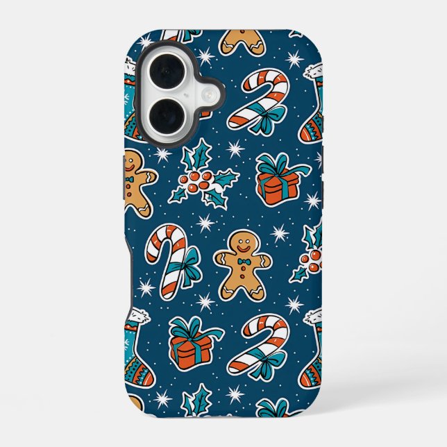 Funda Para iPhone 16 Aesthetic Christmas Pattern Santa Candy (Reverso )