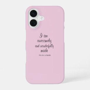 Funda Para iPhone 16 Afirmación Positiva de Verso Bíblico Rosa Claro