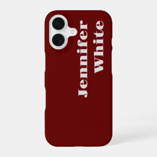 Funda Para iPhone 16 Agrega tu nombre minimalista moderno plano rojo os