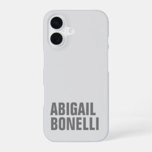 Funda Para iPhone 16 Agregar nombre minimalista moderno gris atrevido c