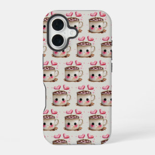 Funda Para iPhone 16 Agua rosa y crema dulce caliente cacao amor