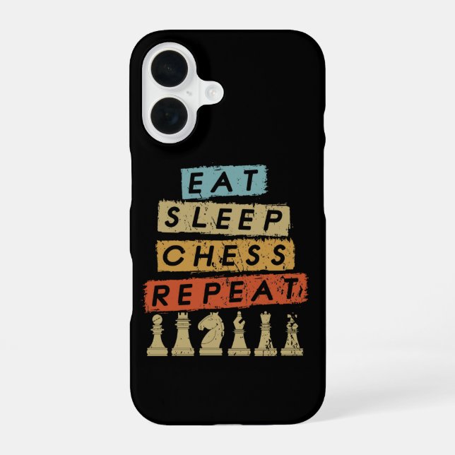 Funda Para iPhone 16 Ajedrez - Come Duerme Ajedrez Repite (Reverso )