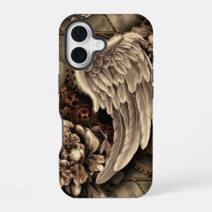 Funda Para iPhone 16 Alas etéreas Steampunk, engranajes y floraciones