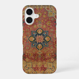 Funda Para iPhone 16 Alfombra Persa Asiática de Kashan de Oro Rojo