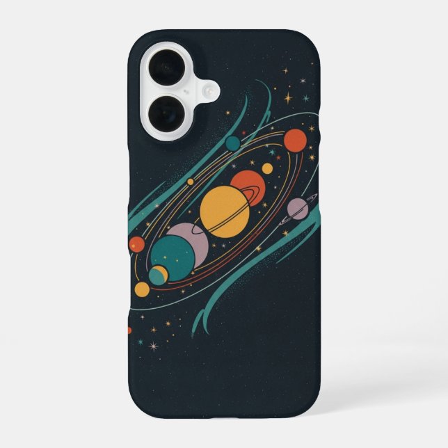 Funda Para iPhone 16 Alineación Retro del Planeta (Reverso )