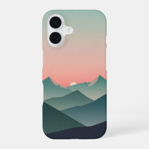 Funda Para iPhone 16 Amanecer Retro Pastel de Montaña