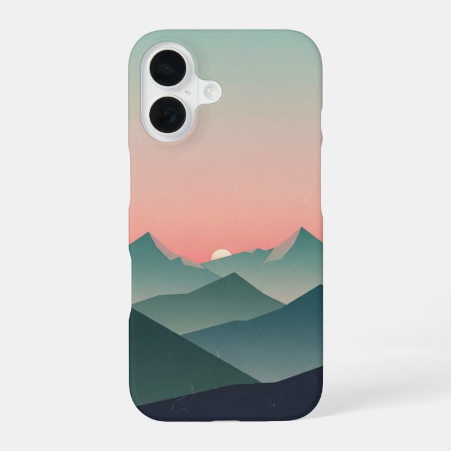Funda Para iPhone 16 Amanecer Retro Pastel de Montaña (Reverso )