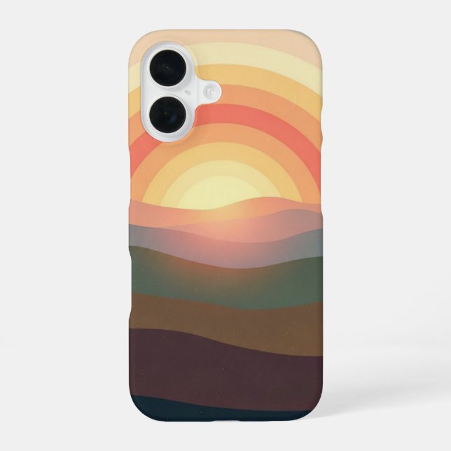 Funda Para iPhone 16 Amanecer Sobre Colinas Retro (Reverso )