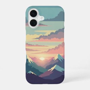 Funda Para iPhone 16 Amanecer vintage sobre montañas