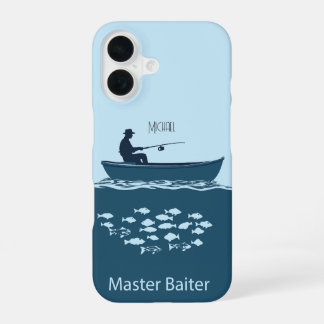 Funda Para iPhone 16 Amante de la pesca, azul