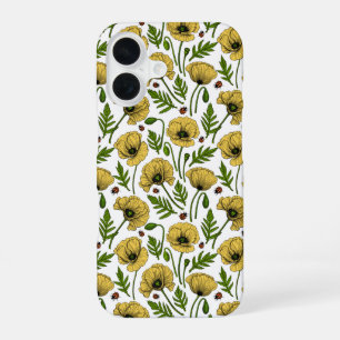 Funda Para iPhone 16 Amapolas amarillas y mariquitas