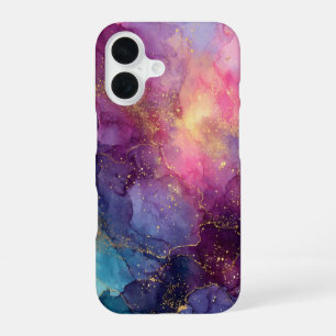 Funda Para iPhone 16 Amatista Aurora – Mármol Luminoso Púrpura y Dorado