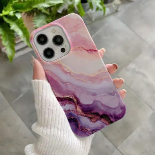 Funda Para iPhone 16 Amethyst Éclat – Mármol de Lujo Morado y Rosa