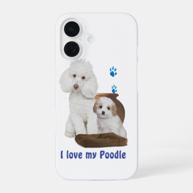 Funda Para iPhone 16 Amo a mi caniche  (Reverso )