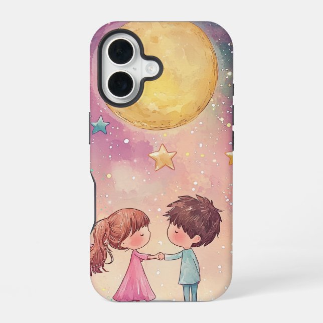 Funda Para iPhone 16 Amor cósmico: Estuche de teléfono nocturno Anime S (Reverso )