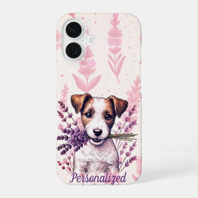 Funda Para iPhone 16 Amor de Terrier de Lavanda (Reverso )