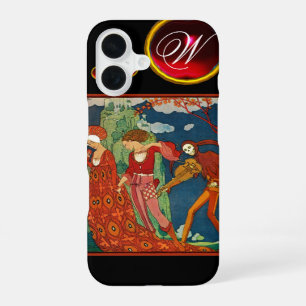 FUNDA PARA iPhone 16 AMOR, DESEO Y MUERTE MONOGRAMA DE PIEDRA PRECIOSA