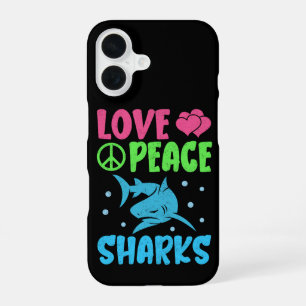 Funda Para iPhone 16 Amor Paz Tiburones Tiernos Animales Marinos Amante