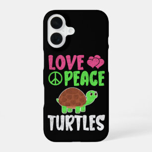 Funda Para iPhone 16 Amor Paz Tortugas Lindas Animales del Zoológico Am