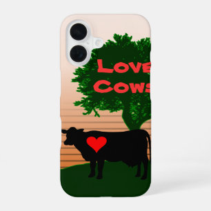 Funda Para iPhone 16 Amor por las Vacas- Silueta de Vaca con Árbol Soli