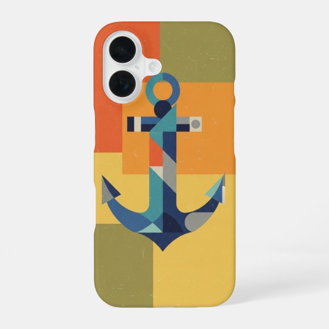 Funda Para iPhone 16 Ancla Geométrica Retro (Reverso )