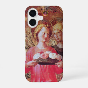 FUNDA PARA iPhone 16 ÁNGEL CON ROSAS ROSADAS BLANCAS