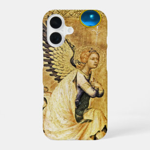 Funda Para iPhone 16 ÁNGEL DE LA ANUNCIACIÓN EN ORO Y AZUL, Pergamino