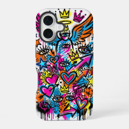 Funda para iPhone 16 Ángel de neón vs Graffiti del