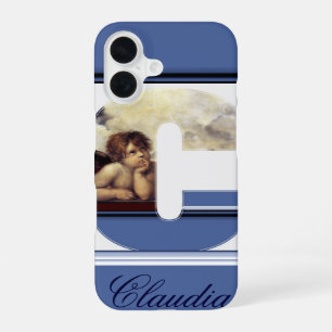 Funda Para iPhone 16 ÁNGEL DEL RENACIMIENTO LETRA C Monograma de Querub