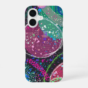 Funda Para iPhone 16 Anillos de Saturno: Arte abstracto maximalista