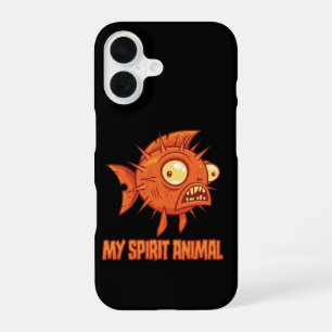 Funda Para iPhone 16 Animal Espiritual Pez Globo Quirky Ansioso