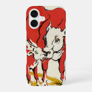 Funda Para iPhone 16 Animales de granja antiguos, vaca Holstein con ter