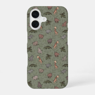 Funda Para iPhone 16 Animales de Safari (Elefante, Jirafa, Cocodrilo y