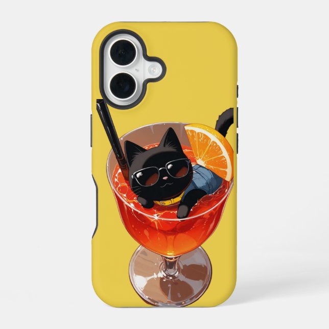 FUNDA PARA iPhone 16 ANIME GATO NEGRO  (Reverso )