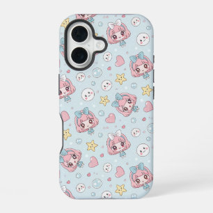 Funda Para iPhone 16 Anime Kawaii in Pastel Colors with Hearts and Star