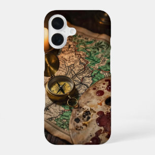Funda Para iPhone 16 Antique Map and Compass Academia Case