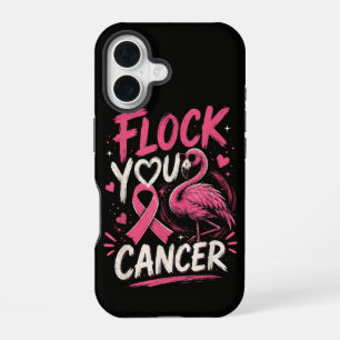 Funda Para iPhone 16 Apoyo a la guerrera del cáncer de seno Flamingo Ro