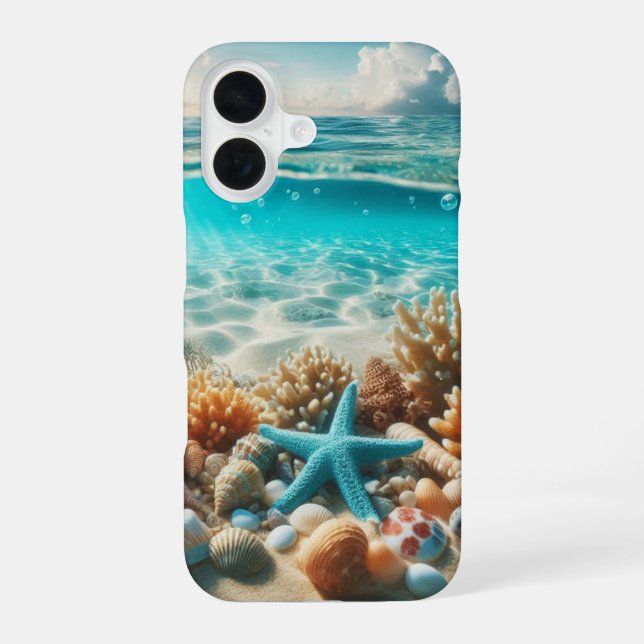 Funda Para iPhone 16 Aqua Blue Starfish Seasheles Ocean Beach (Reverso )
