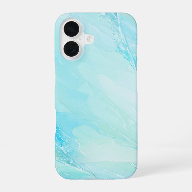 Funda Para iPhone 16 Aqua Marble Abstract Art Phone Case (Reverso )