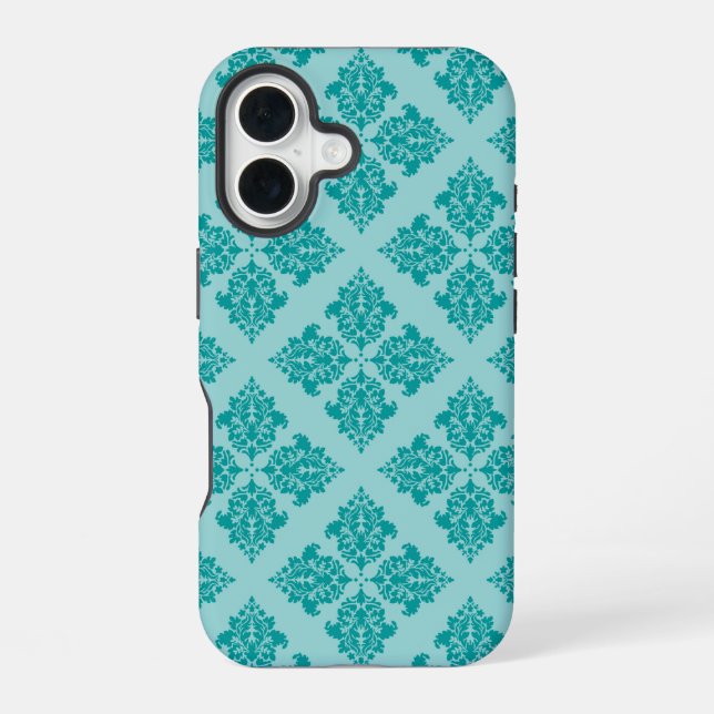 Funda Para iPhone 16 Aqua Moroccan Damask (Reverso )