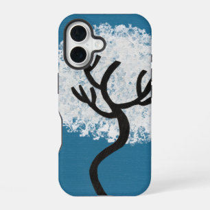 Funda Para iPhone 16 Árbol abstracto sobre fondo azul