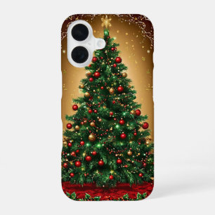 Funda Para iPhone 16 Árbol de Navidad decorado en una escena invernal