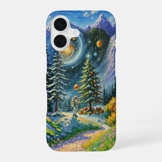 Funda Para iPhone 16 árbol de Navidad en el espacio (Reverso )