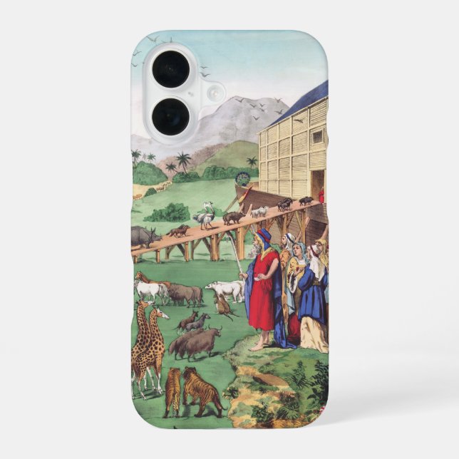 Funda Para iPhone 16 Arca de Noé con animales (Reverso )