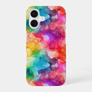 Funda Para iPhone 16 Arcoíris de estilo de tinta al alcohol abstracto