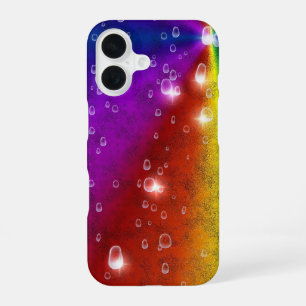Funda Para iPhone 16 Arcoiris en optik de cuero elefante, gotas de lluv