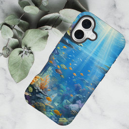 Funda Para iPhone 16 Arrecife de coral submarino tropical iluminado por